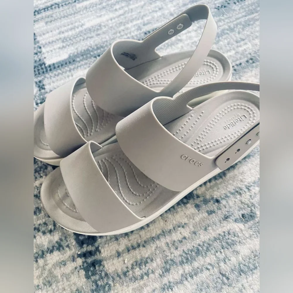 CROCS Women’s Dual-Strap Slingback Sandal in Light Gray - Picture 2 of 5